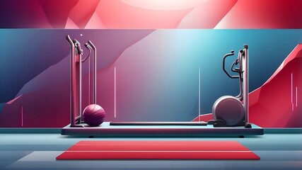 Wall Mural - A backdrop with a sports theme, a UI background with a gradient that depicts the change from the red of an indoor gym to the shiny silverof exercise equipment, perfect for the background of apps and w