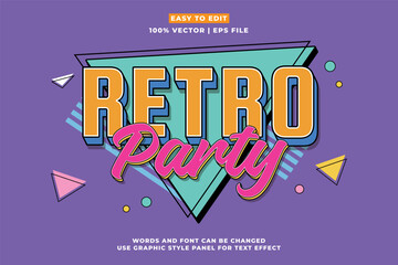 retro editable text effect style - retro vintage music party festival 3d cartoon style premium vecto