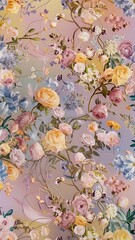 Poster - pastel-colored flowers wallpaper background