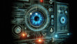 © Giuseppe Cammino - Futuristic cybersecurity concept cybernetic eye monitoring for vulnerabilities within a network interface