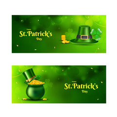 Canvas Print - St. Patrick's Day celebration header or banner set with festival elements.