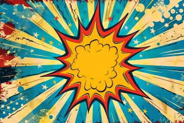 Wall Mural - Dynamic comic book style explosion with vibrant colors and star accents