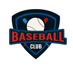 Sticker - Baseball Club logo or badge illustration on white background.