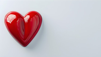 Bright red heart shape on clean white background, simple and classic design for Valentine's Day.