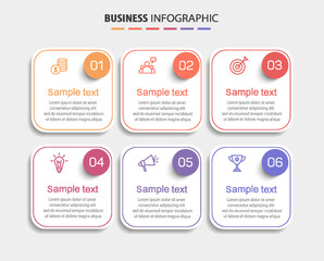 Wall Mural - Business infographic vector design template with 6 options, steps or processes