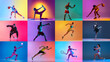 © Lustre Art Group  - Vibrant collage showcasing athletes in various sports practicing in neon light against vibrant colorful background. Concept of sport, competition, match, team, games, action. Ad