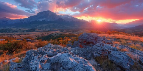 Wall Mural - Majestic Mountain Sunset