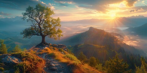 Wall Mural - Sunrise Over the Mountains