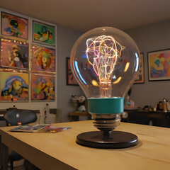 Canvas Print - a light bulb that is sitting on a table