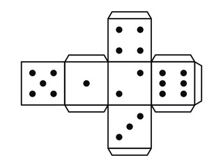 Paper Dice Template, Vector illustration