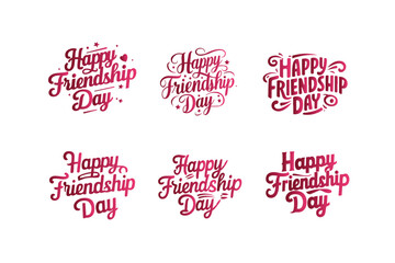 Happy Friendship day vector illustration on white background with beautiful text and lettering for celebrating friendship day. Friendship day calligraphy lettering greeting card, banner, poster design