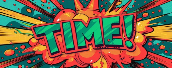 Wall Mural - Pop-art style design featuring vibrant colors and comic text