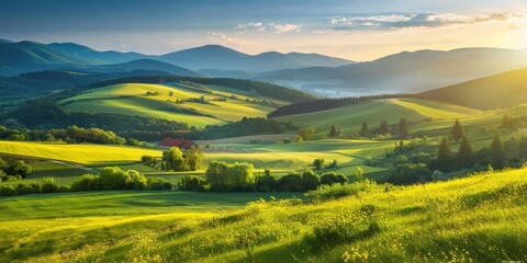 Wall Mural - Sunrise over Rolling Hills