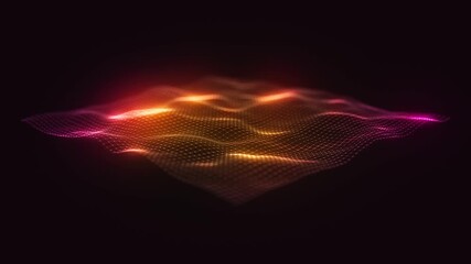 Wall Mural - abstract colorful mesh grid background/ animation of an abstract glowing mesh surface waving with de