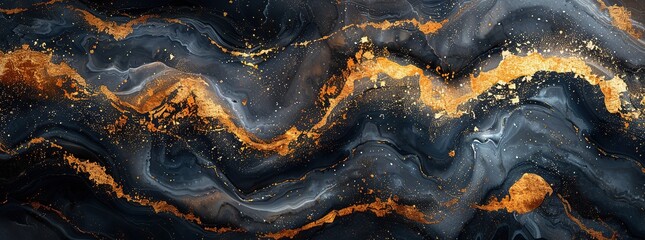 Canvas Print - Abstract Marble Texture with Golden Veins