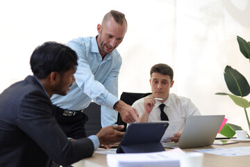 Wall Mural - Business meeting, group of business executives meeting to discuss planning the collaboration of people in the company. Teamwork meeting business people in office workplace.