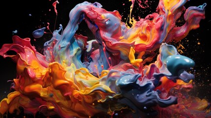 Wall Mural - fluorescent paint splashes with motion blur