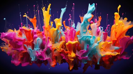 Wall Mural - fluorescent paint splashes with motion blur