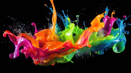 Wall Mural - fluorescent paint splashes with motion blur