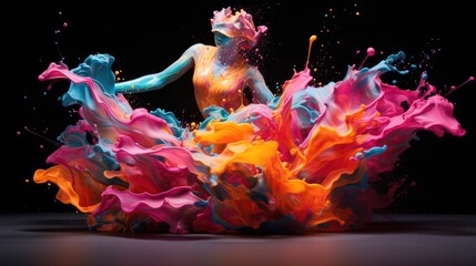 Wall Mural - fluorescent paint splashes with motion blur
