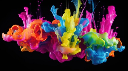 Wall Mural - fluorescent paint splashes with motion blur