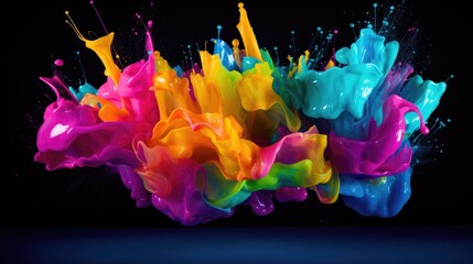 Wall Mural - fluorescent paint splashes with motion blur