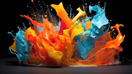 Wall Mural - fluorescent paint splashes with motion blur