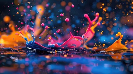 Wall Mural - fluorescent paint splashes with motion blur