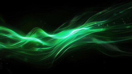 Wall Mural - Abstract Green Light Waves Background