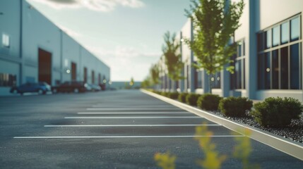 Wall Mural - A parking lot with a row of trees on the side