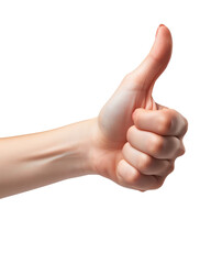 Wall Mural - Hand showing thumb up sign isolated on transparent background