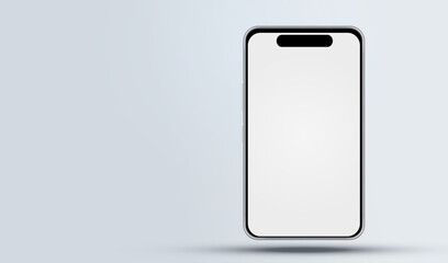 Wall Mural - Mock up smartphone on gray. Phone with front view mockup . White cellphone mobile isolated with blank screen background for display your ux design, site, presentation and promo.