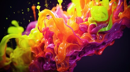 Sticker - Fluorescent paint splashes with motion blur