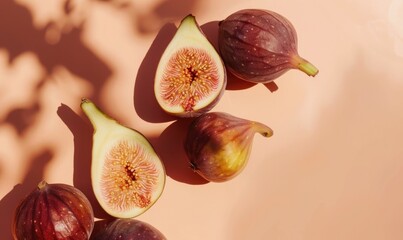 Wall Mural - Figs on a warm peach background