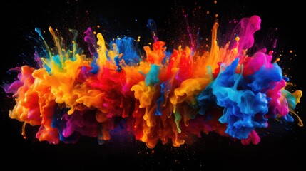 Poster - Fluorescent paint splashes with motion blur