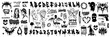 © Oleksandra - Graffiti urban sticker set, calligraphy print spray vector neo tribal alphabet street art character. Underground dark grunge culture tattoo, typeface, balaclava, font. Graffiti urban textile design
