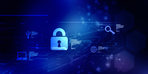 2d illustration Safety concept: Closed Padlock on digital background