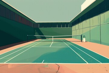 watercolor tennis court