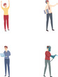 © nsit0108 - Implementation concept icons set cartoon vector. People achieve result. Personal growth, career progress
