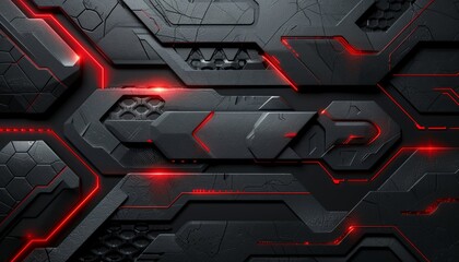 Wall Mural - Modern E-Sport Gaming Metallic red with Dark Grey Background. Geometric pattern
