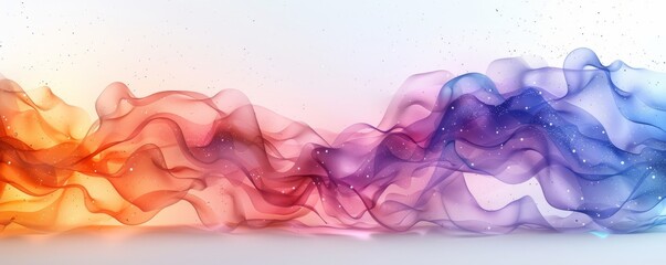 Wall Mural - Abstract cosmic waves with stars and light in watercolor on white.