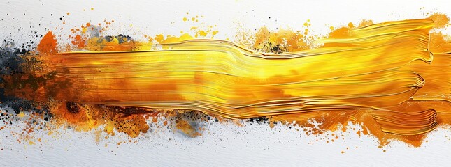 Wall Mural - Abstract Golden Brushstroke Painting