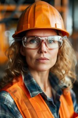 Female Construction Worker with Hard Hat

