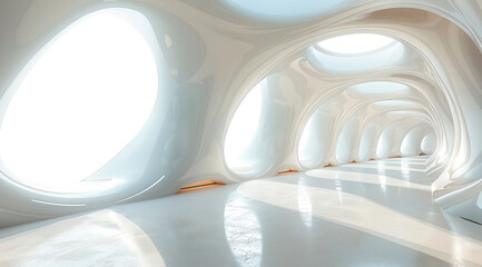 Aufkleber - Abstract hall, modernist, bright, futurism, minimalist. Generative AI.
