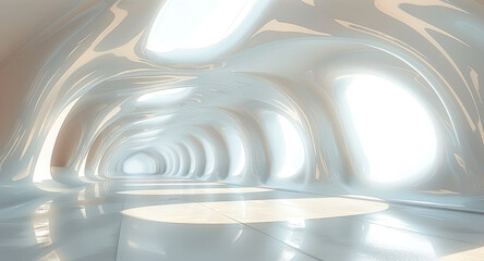 Aufkleber - Abstract hall, modernist, bright, futurism, minimalist. Generative AI.