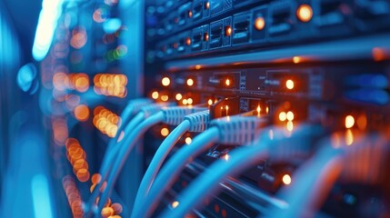 Leinwandbilder - Cable, line, IT solutions, realistic, Company network solutions. Generative AI.