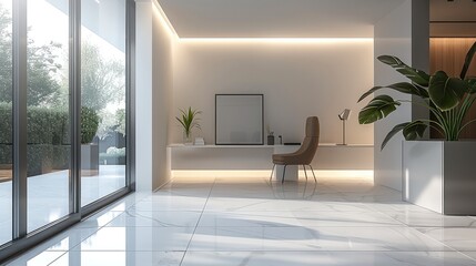 Leinwandbilder - Minimalist home design, white background wall, soft light, high precision. Generative AI.