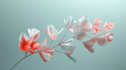 3D render of a flower plant as an abstract design element, featuring minimalist shapes and colors. The concept is modern and artistic, perfect for creative design projects