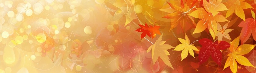 Sticker - Autumn Leaves Abstract Background with Warm Colors and Light Effects