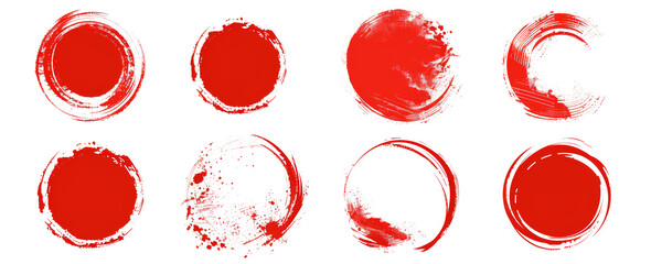 Japan sun illustration brushred stroke circle. Rough sketch texture red circle. Stamping japanese flag grunge crayon. Modern art pen, marker strokes.